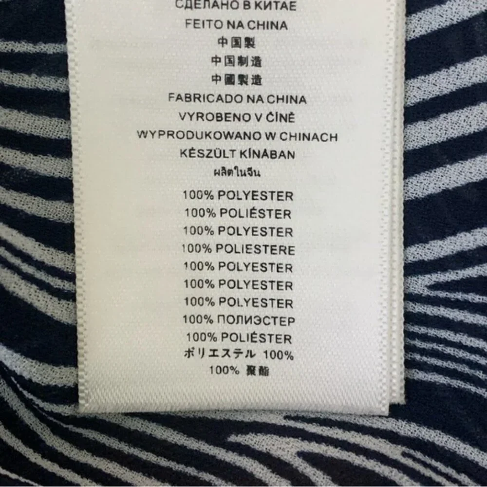 Michael Kors Long Sleeve Navy Wave Print Blouse - Picture 9 of 9